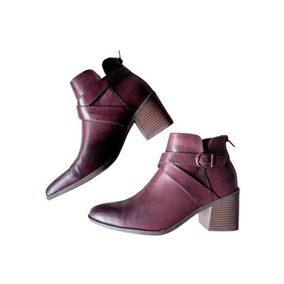 Frye & Co. Womens Pembroke 8M Redwood Ankle Boots Buckle Strap Block Heel - Picture 8 of 10